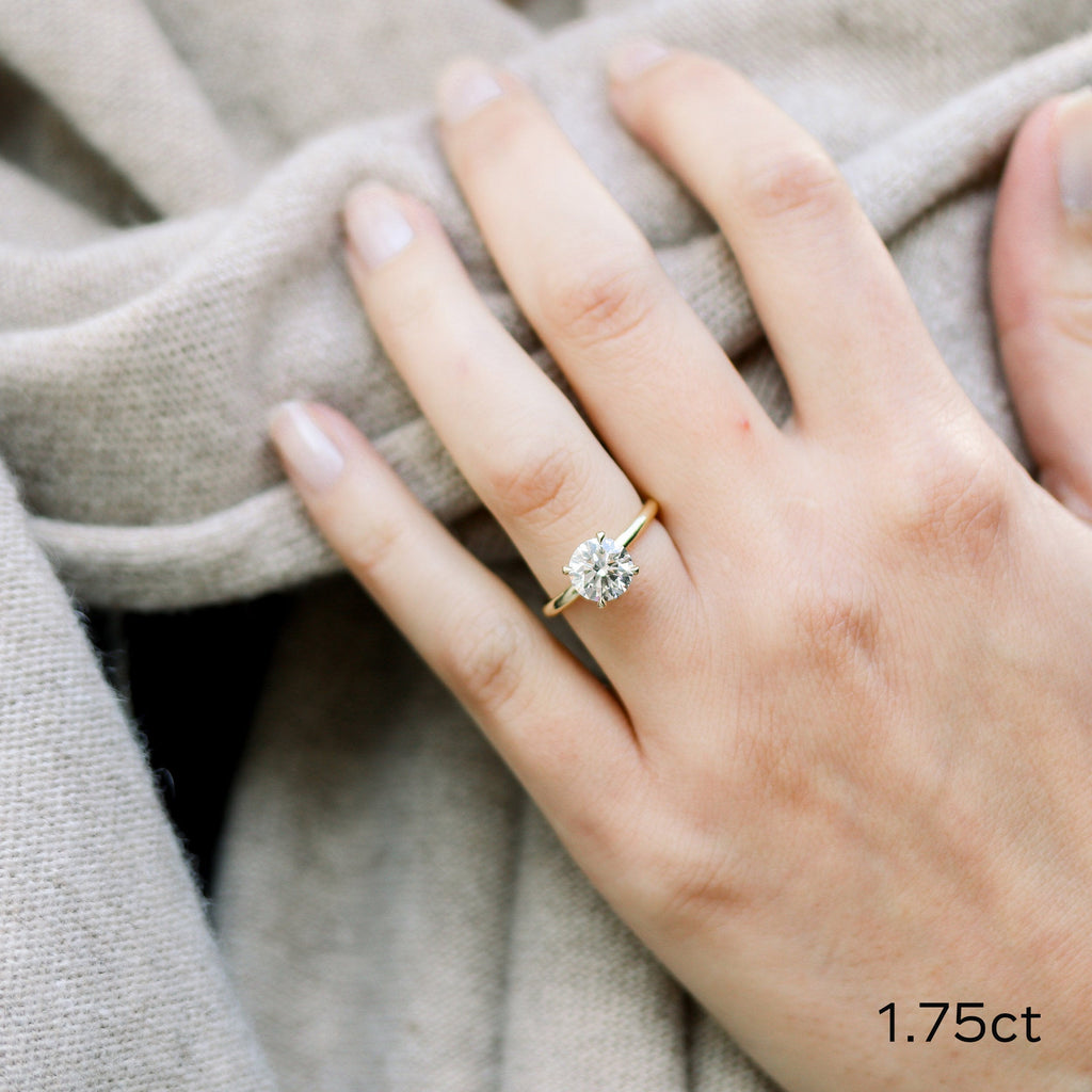 1.75 CT Round Brilliant Cut Moissanite Solitaire Engagement Ring