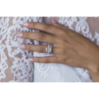 5.0 CT Elongated Cushion Moissanite Hidden Halo With Pave Setting Engagement Ring