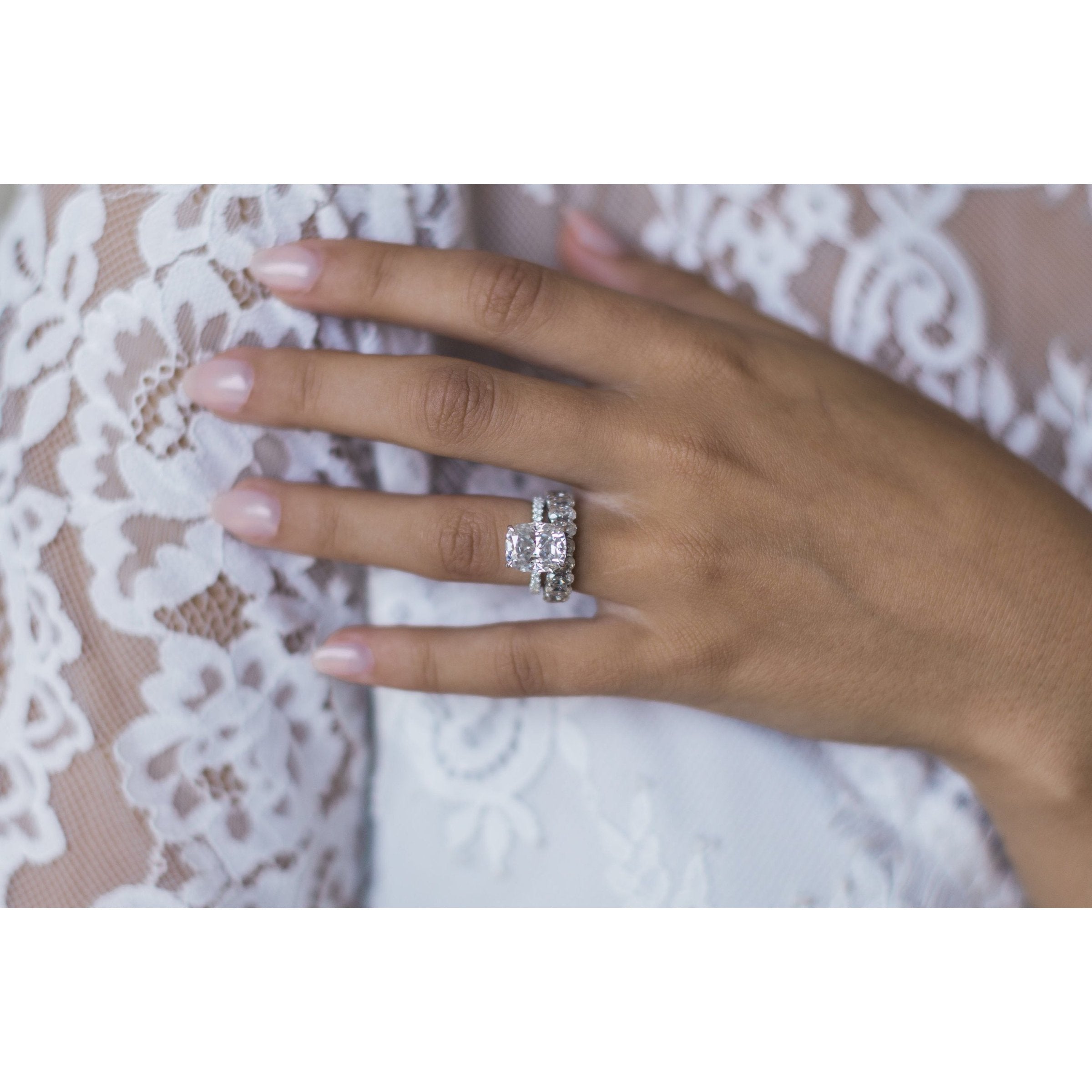 5.0 CT Elongated Cushion Moissanite Hidden Halo With Pave Setting Engagement Ring