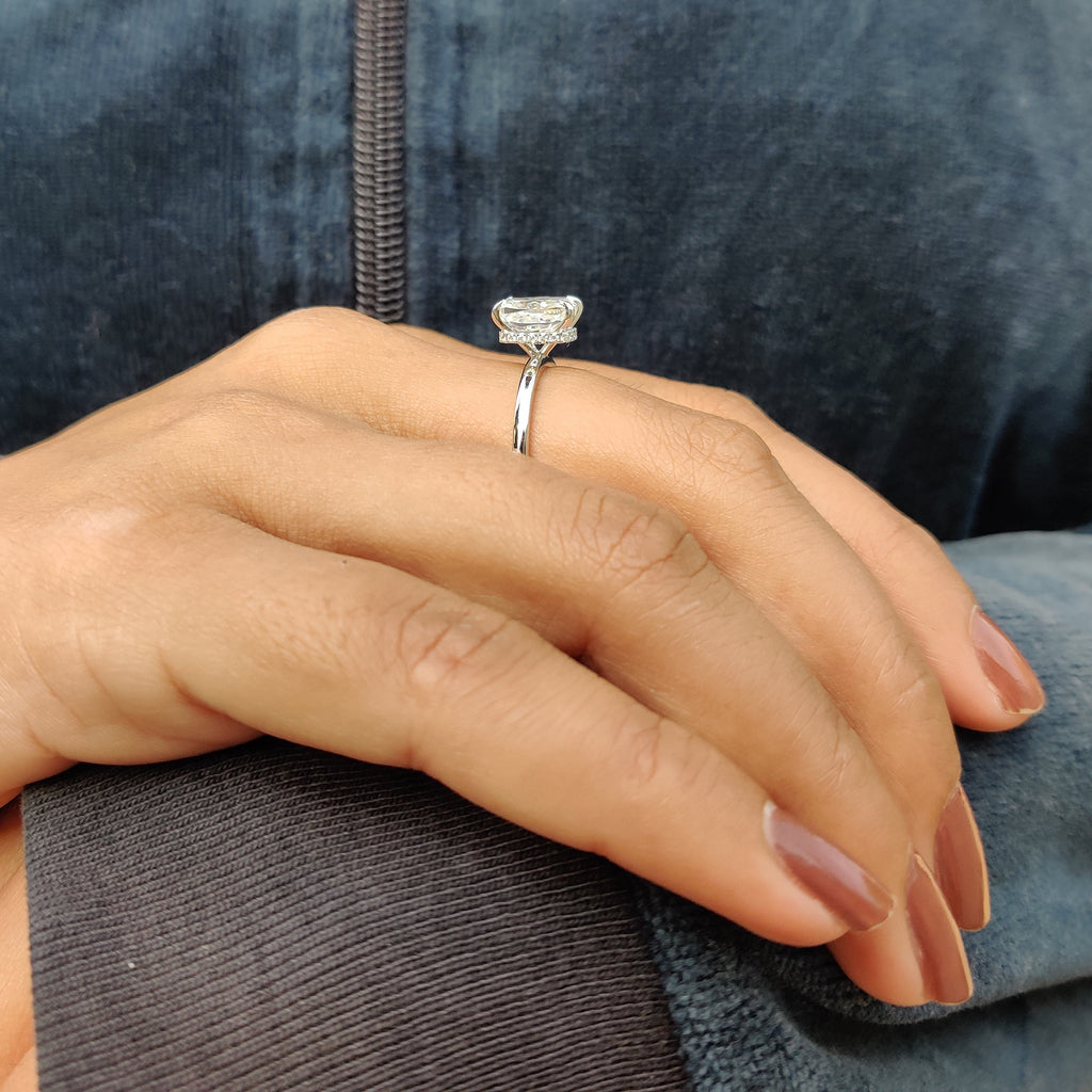 Hidden Halo Cushion Cut Diamond Ring
