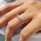 Stackable Chevron Wedding Band In White Gold