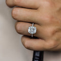 4.65 CT Cushion Moissanite Hidden Halo With Pave Setting Engagement Ring