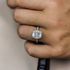 4.65 CT Cushion Moissanite Hidden Halo With Pave Setting Engagement Ring