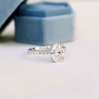 2.25 CT Oval Moissanite Pave Setting Engagement Ring