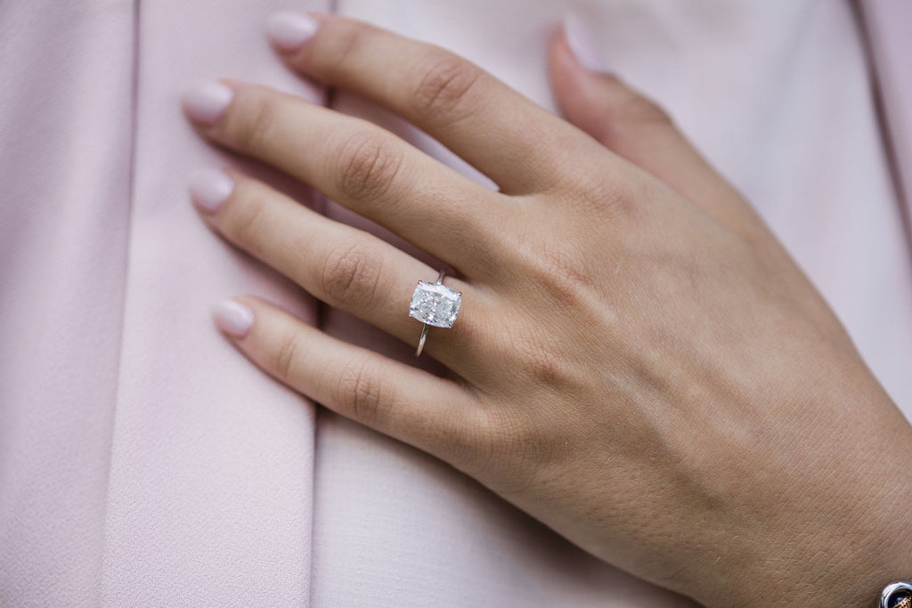 3.62 CT Cushion Cut Moissanite Solitaire Engagement Ring