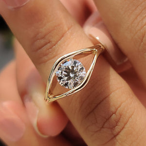 Evil Eye Ring Gold Style with Round Diamond
