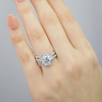 2.30 CT Cushion Moissanite Vintage Halo Bridal Ring Set
