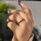 Round Cut Blue Diamond and Blue Sapphire Eternity Band