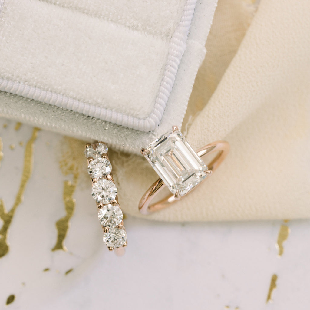 2.75 CT Emerald Cut Moissanite Solitaire Engagement Ring