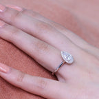 1.50 CT Pear Cut Moissanite Halo Engagement Ring