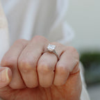 1.0 CT Princess Cut Moissanite Solitaire Style Engagement Ring
