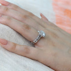 2.30CT Cushion Cut Moissanite Halo Bridal Ring Set