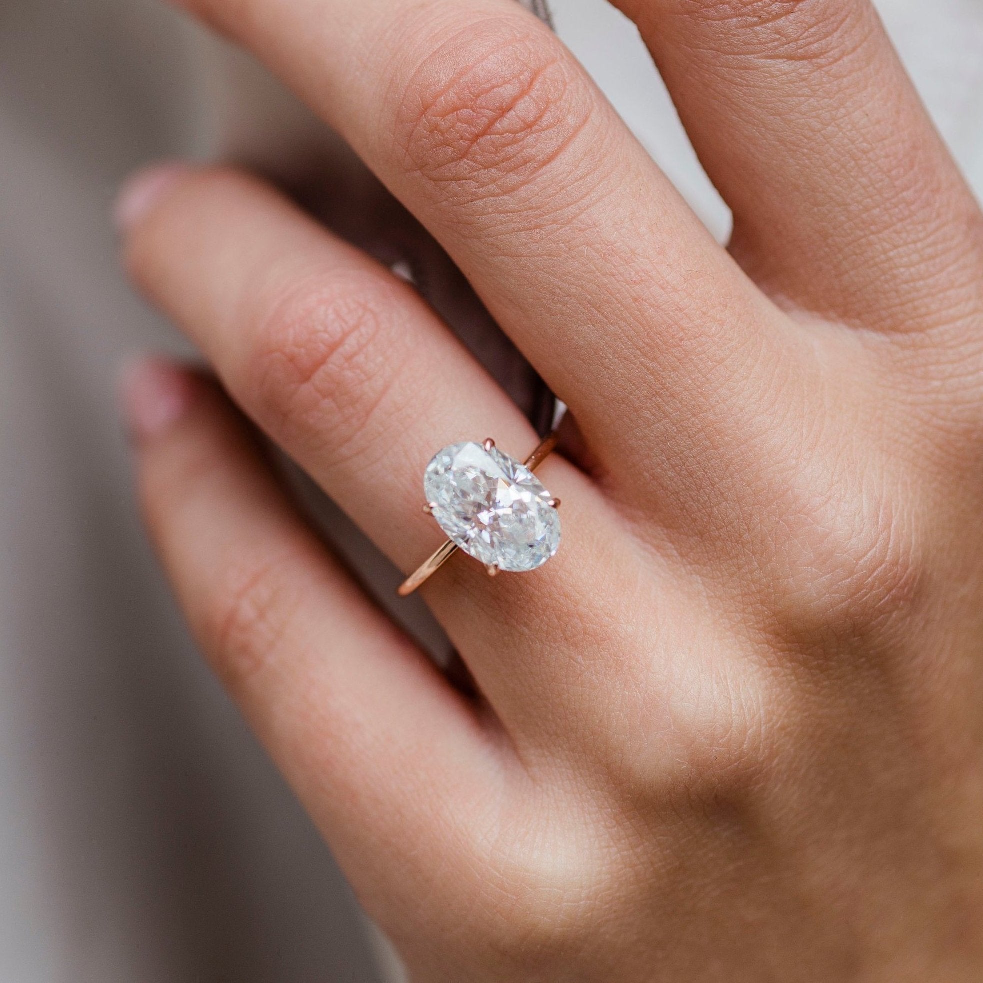 4.0 CT Elongated Oval Moissanite Solitaire Engagement Ring