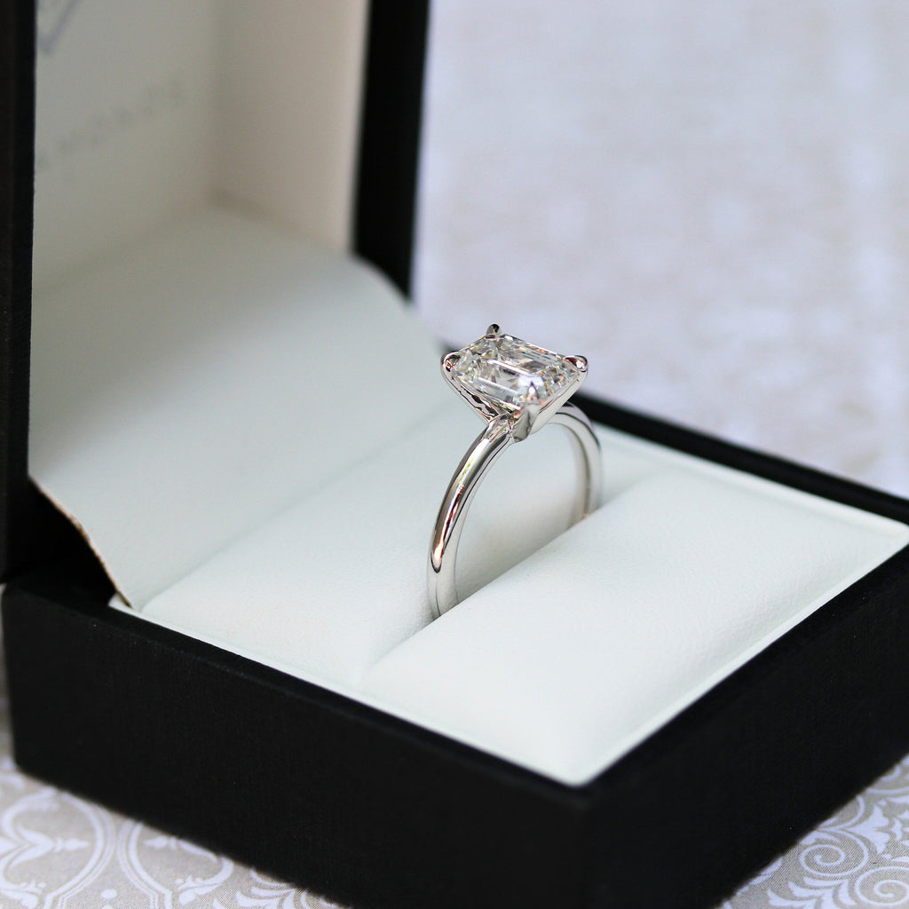 2.75 CT Emerald Cut Moissanite Solitaire Engagement Ring