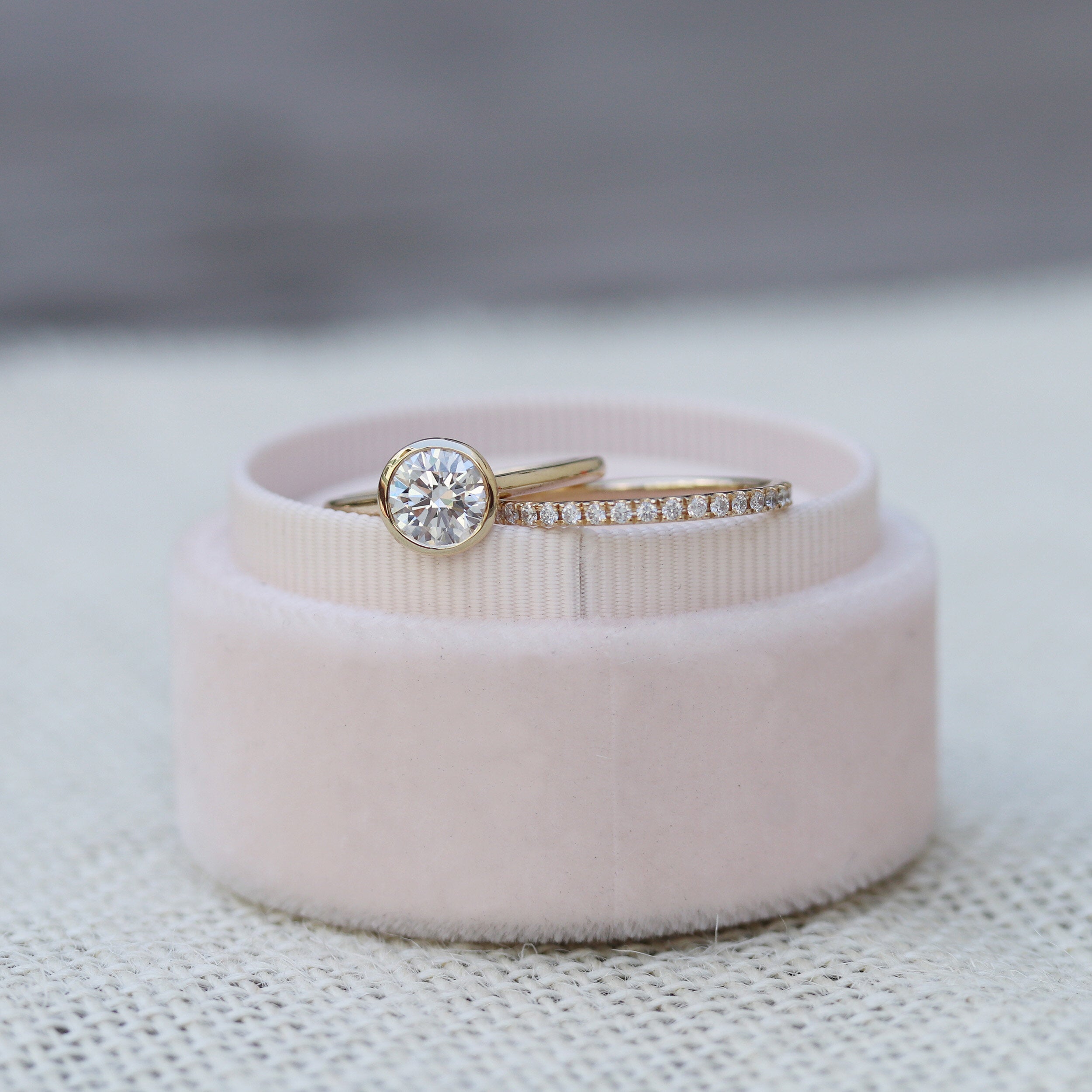 1.5 CT Round Cut Moissanite Bezel Engagement Ring