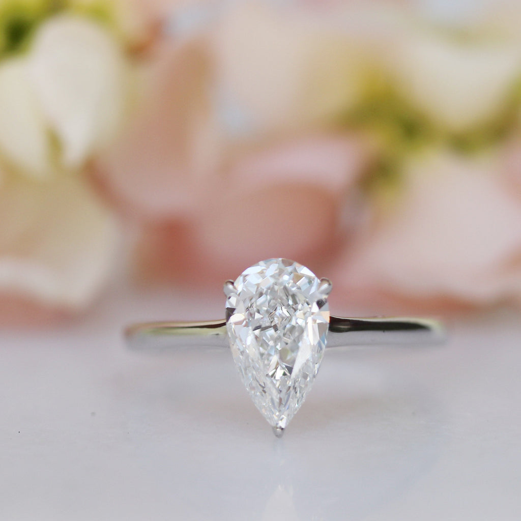 4.0 CT Pear Cut Moissanite Solitaire Engagement Ring