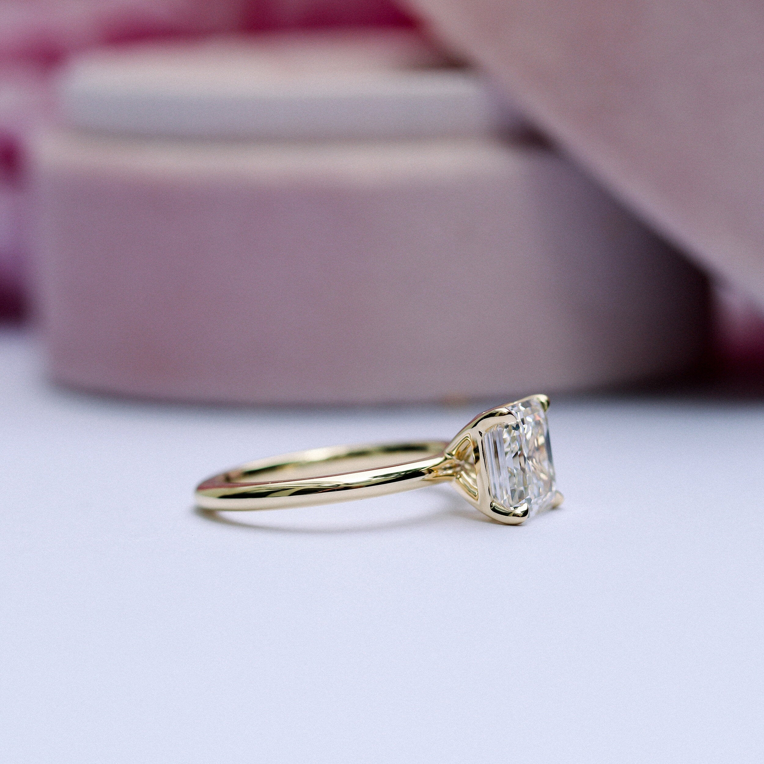 2.0 CT Asscher Cut Moissanite Solitaire Engagement Ring