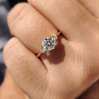 3 Stone Round Engagement Ring In Cathedral Setting