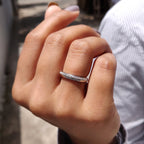 Knife Edge Wedding Band - Pave Diamond