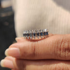 Baguette And Round Cut 3 Row Diamond Band
