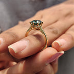 Cushion Cut Engagement Ring with hidden halo setting