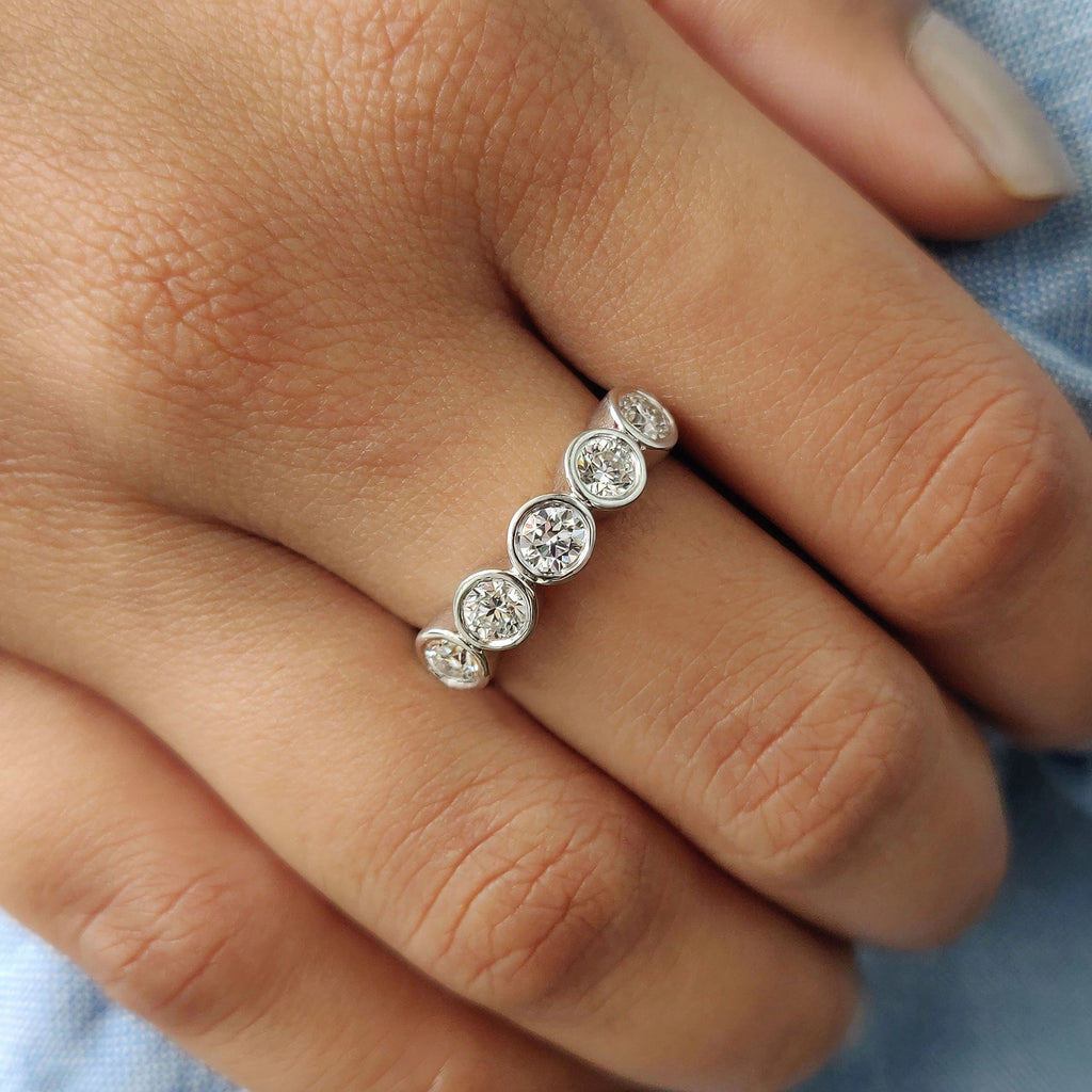 5 Stone Moissanite Band With Round Cut