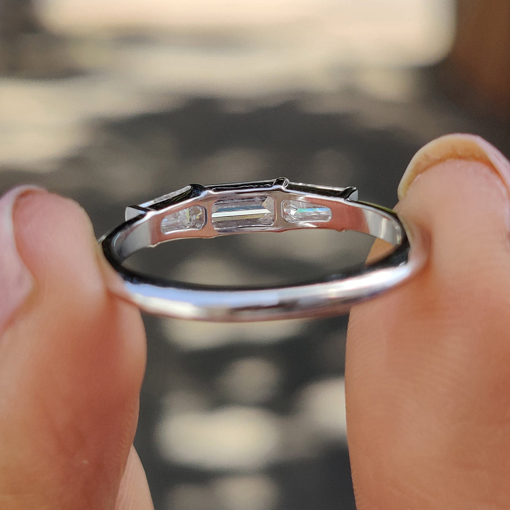 Baguette Wedding Band With Tapered Baguette Side Stones