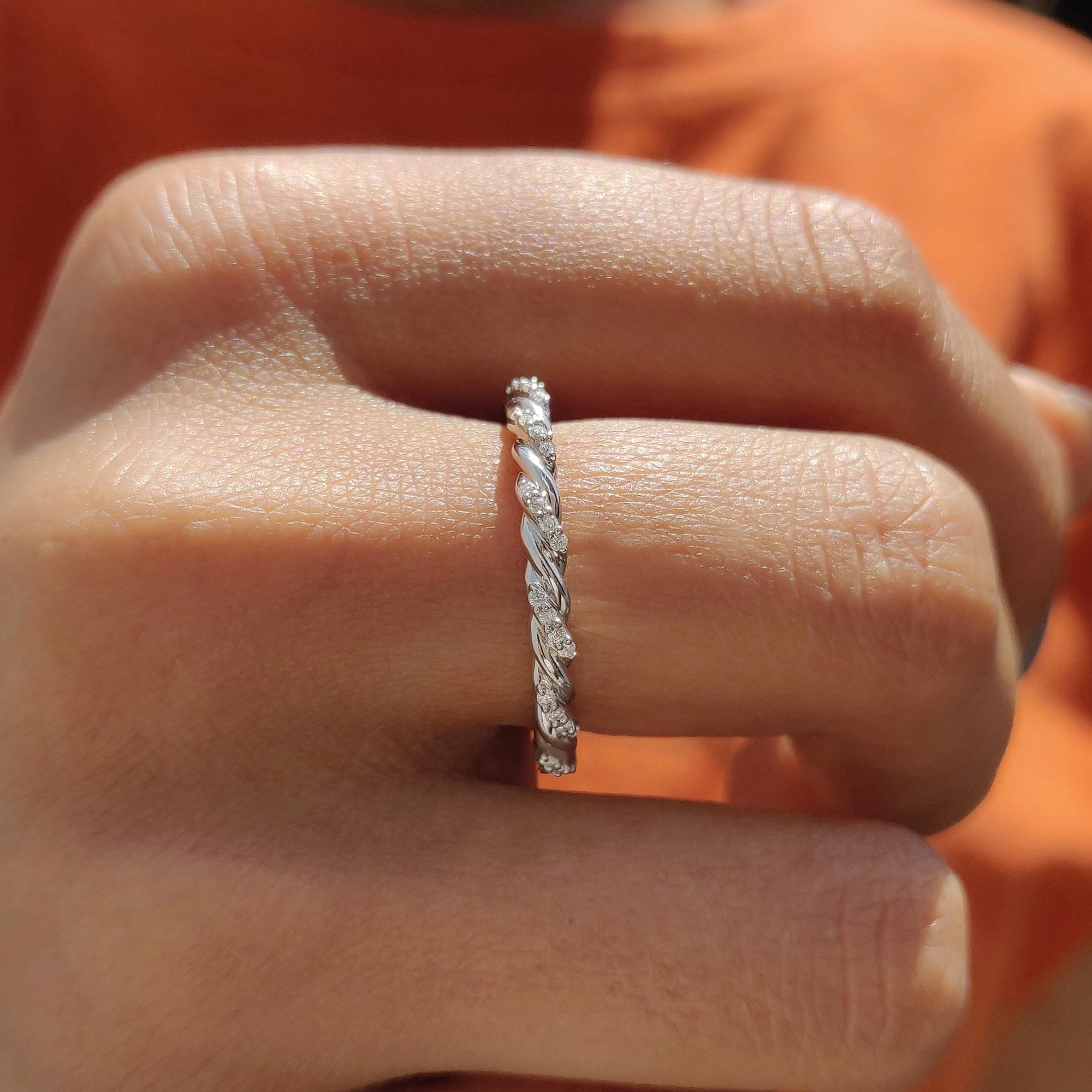 Twisted Eternity Band With Round Moissanite
