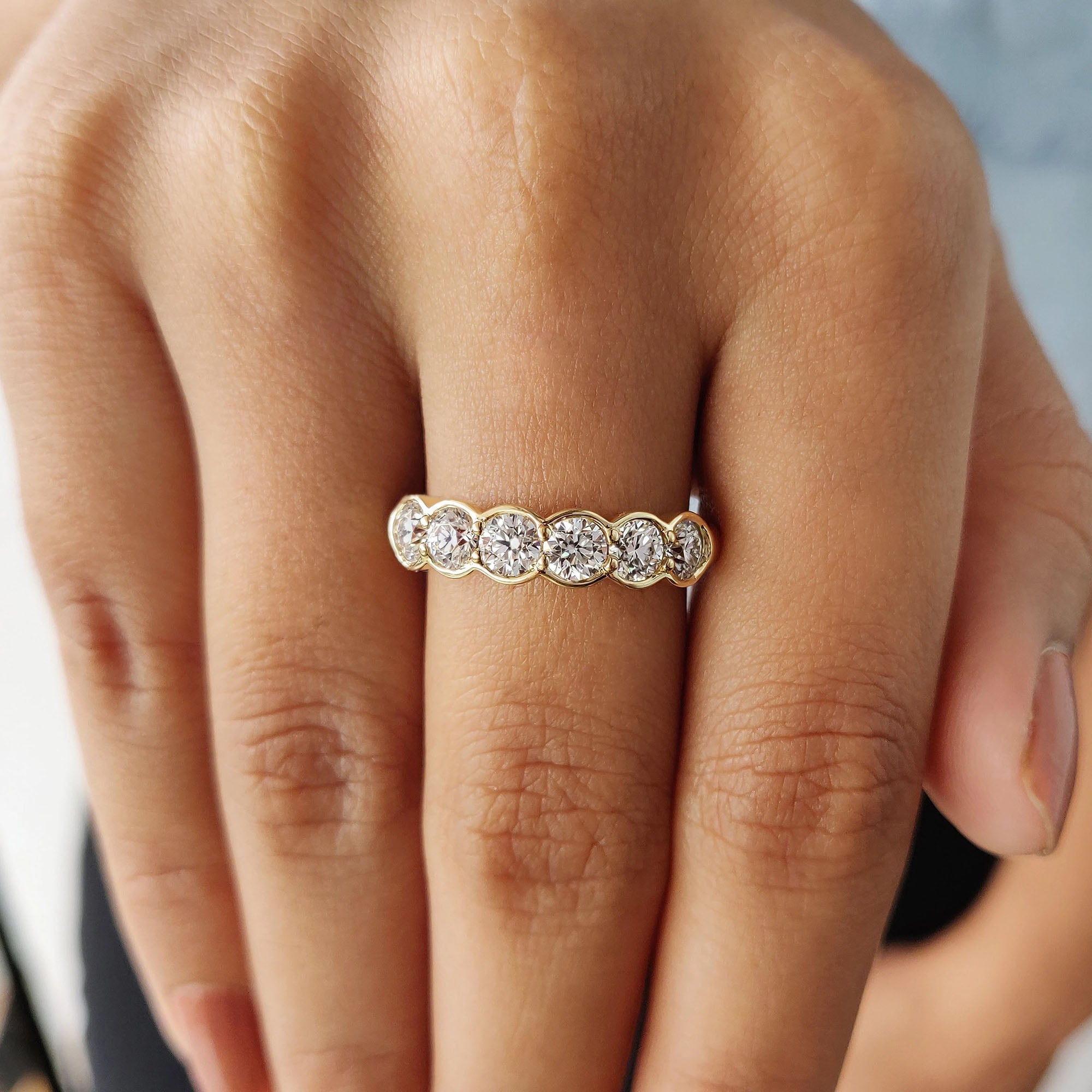 6 Stone Half Eternity Wedding Band