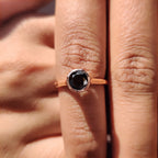Round Cut Black Moissanite Ring With Solitaire Style