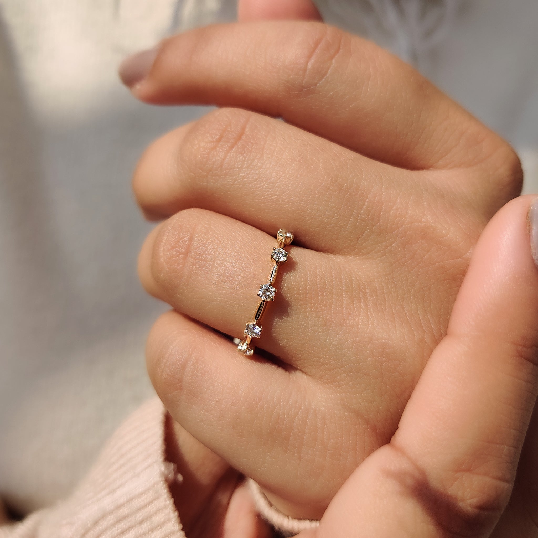 round cut wedding band In Distance Pave Setting