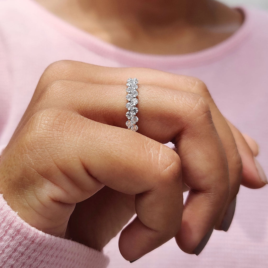 3/4 Eternity Band In Round Cut Double Row Setting