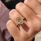 Yellow Oval Moissanite engagement ring in pave set