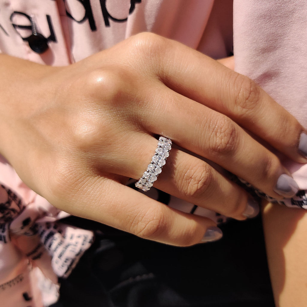 Moissanite Oval Eternity Band In Trellis Setting