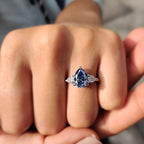 Three Stone Pear Cut Moissanite Ring