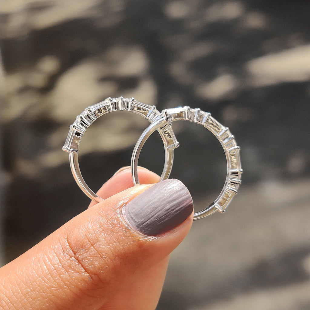 Round And Baguette Wedding Band In Half Eternity