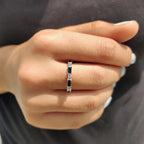 Black Baguette And Round Wedding Band In Eternity Style