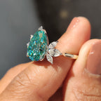 Pear Cyan Blue Engagement Ring With Muse Style