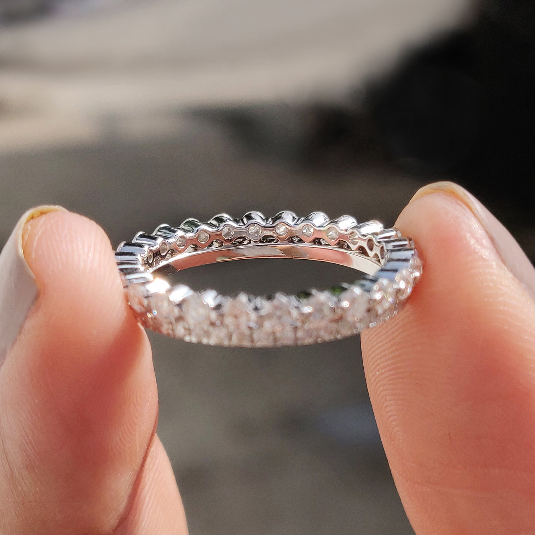 Yellow Gold Band - Round Double Row Pave