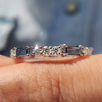 Baguette Cut Eternity Band With Blue Moissanite