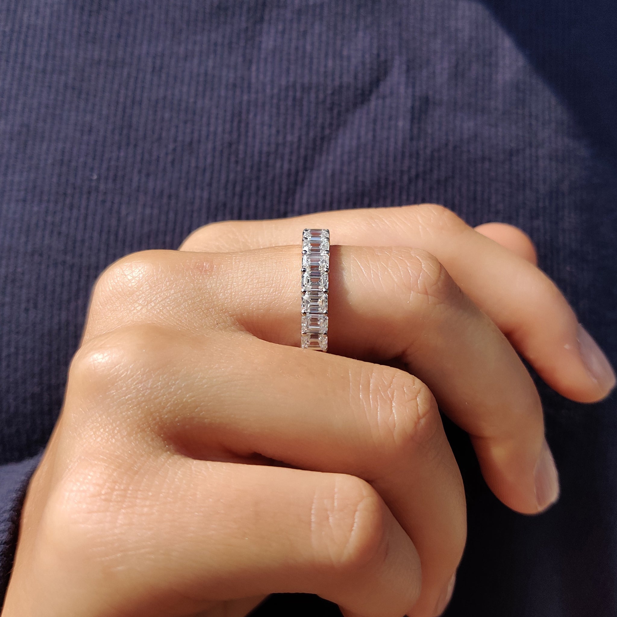 Half Eternity Emerald Cut Wedding Band