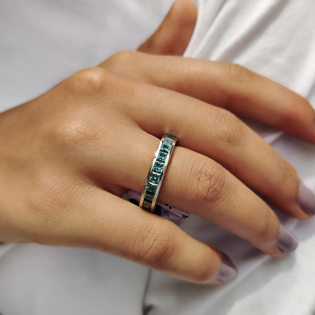 Princess Cut Channel Set Wedding Band