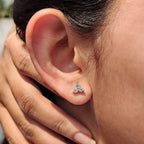 3 Stone Stud Earring In Round  Cut Moissanite