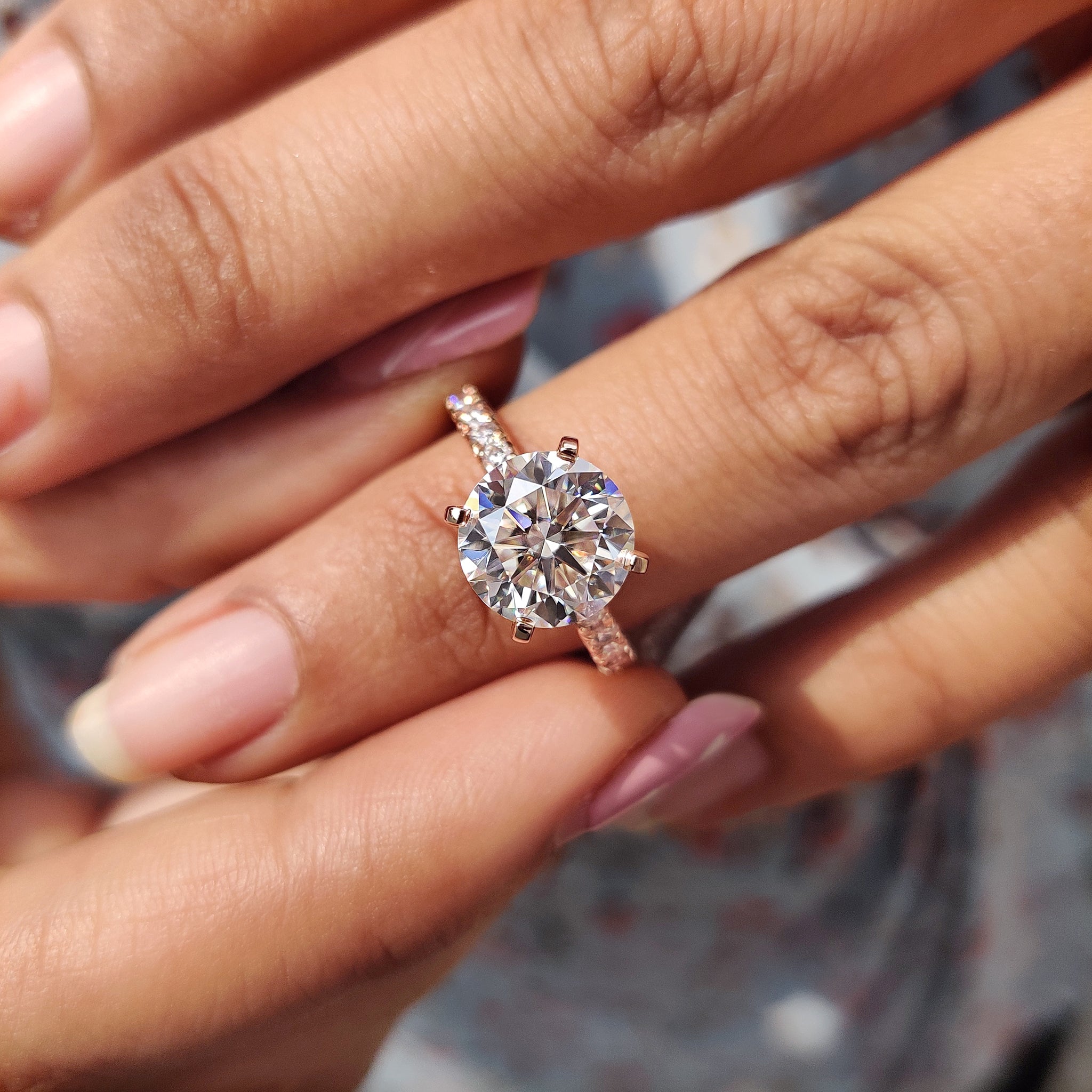Round Hidden Halo Ring With Pave Band Secondary image