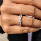 Round Rose Cut Eternity Band In Secure Claw Prong