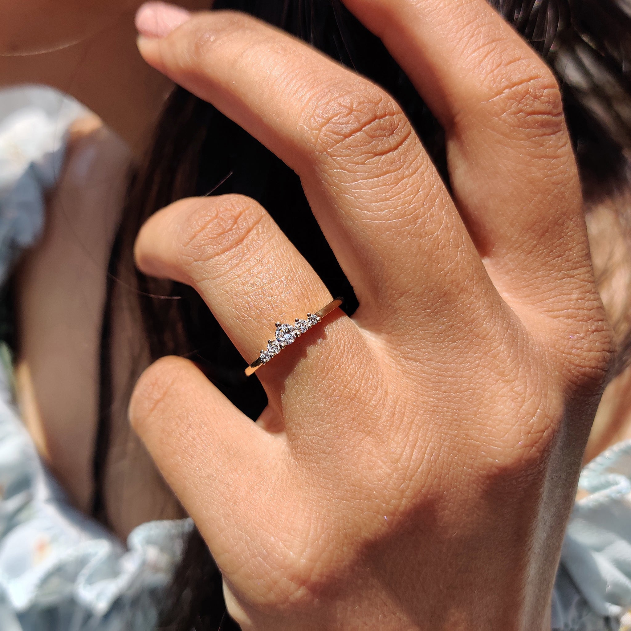 5 Stone Wedding Band - Round Diamonds