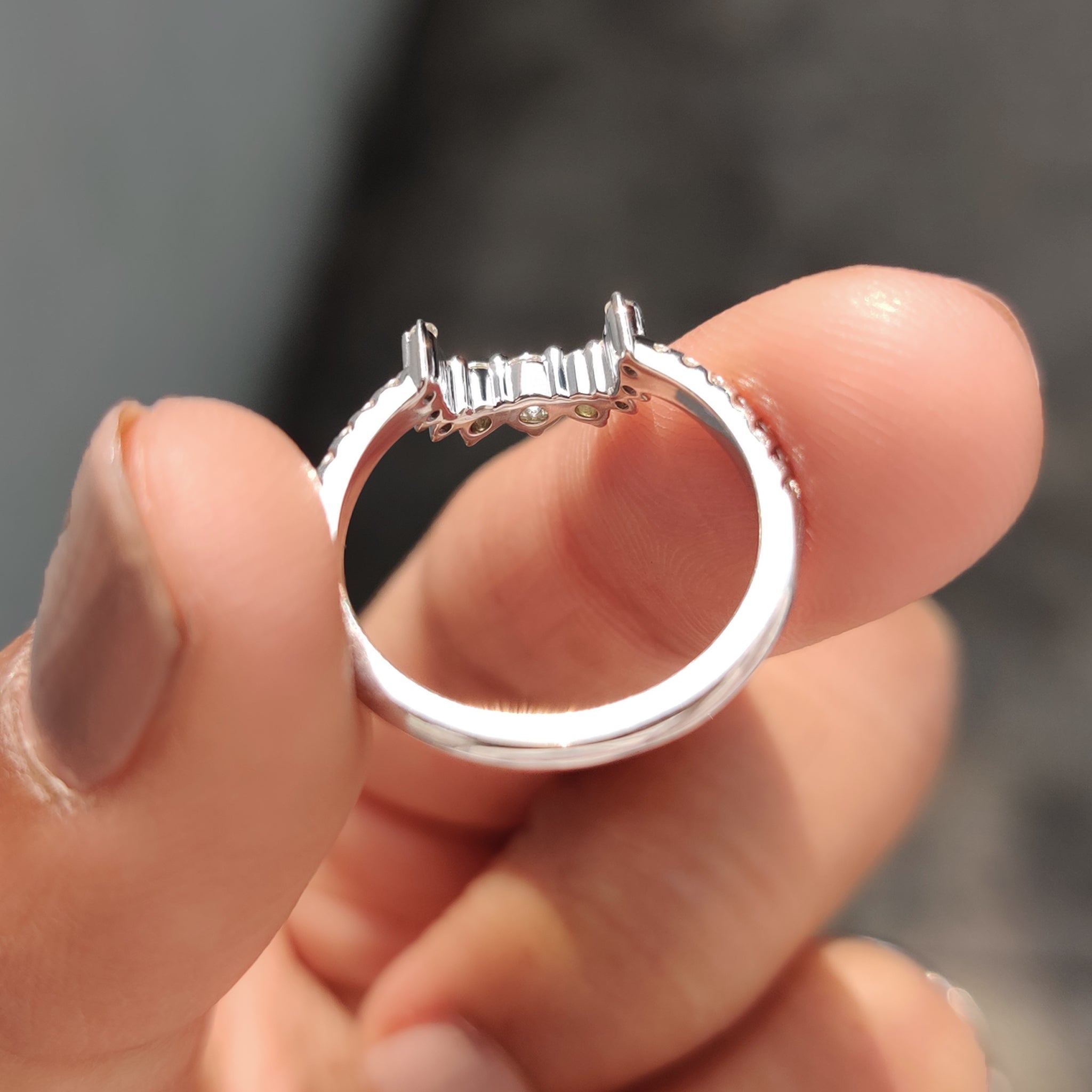 Round Cut Tiara Wedding Band With crown Style