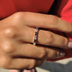 Baguette And Round Wedding Band With Black Moissanite