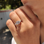 3 Stone Diamond Engagement Ring With Asscher and Baguette