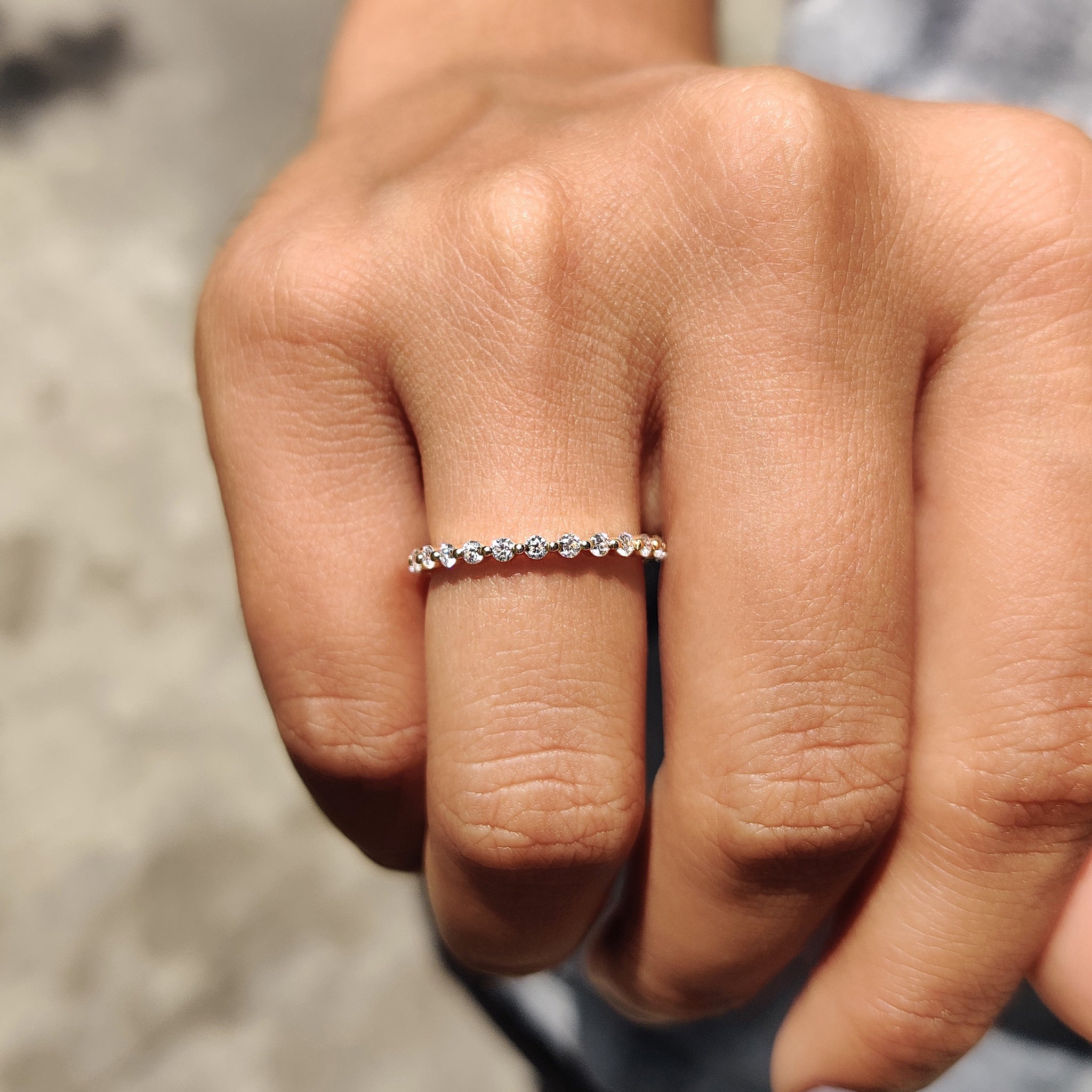 Yellow Gold Eternity Band In Round Cut Moissanite